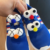 子装 花鞋 饰品配件 带扣可拆卸diy创意儿童鞋 ins可爱卡通毛绒眼睛鞋