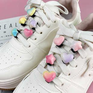 少女心渐变鞋带扣可拆卸鞋子上面的装饰卡扣鞋带挂件diy鞋花配件