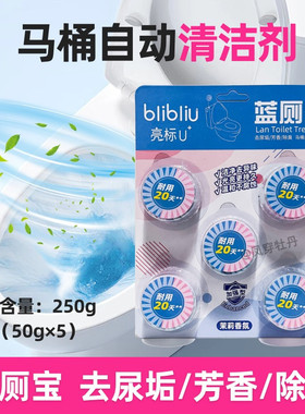 亮标蓝厕宝马桶除臭除垢除菌祛异味自动清洗净芳香持久固体50克x5