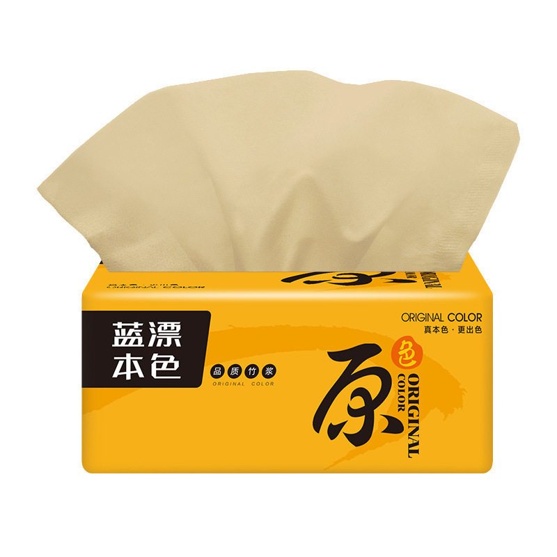 蓝漂工厂厂家家用本色抽纸纸巾原生竹浆36包面巾卫生纸餐巾纸