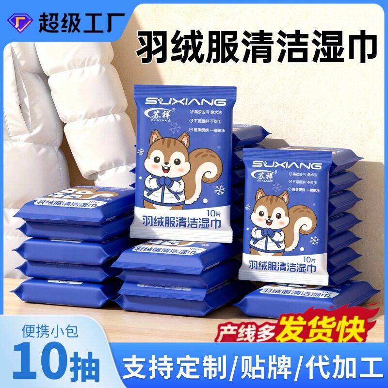 2025新款羽绒服湿巾衣物清洁免水洗强力去污擦湿纸巾家用干洗