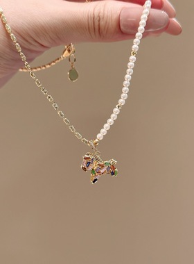 彩虹小马 冬季毛衣锁骨链女高级感珍珠百搭设计感