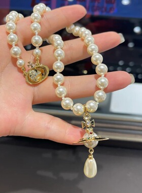 高版西太后土星珍珠项链女轻奢小众设计高级感锁骨链颈链