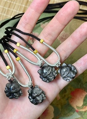 银曜石九尾狐双面猫眼天然项链