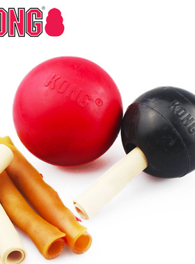 Kong耐咬黑色空心弹跳球互动巡回磨牙宠物狗狗大号漏食益智玩具