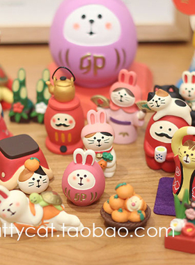 decole新春福猫可爱摆件