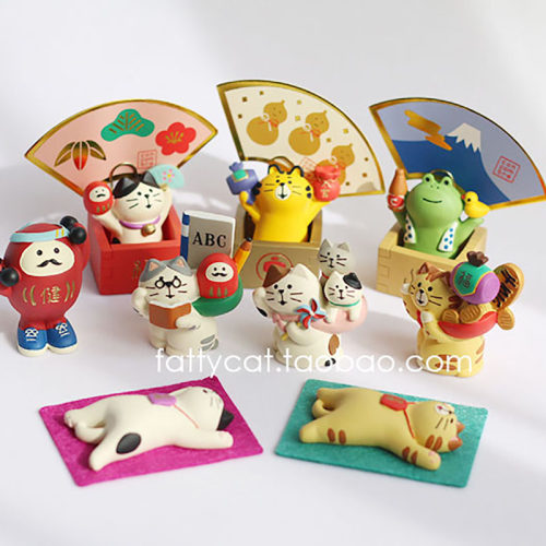 decole猫咪青蛙招财招福摆件