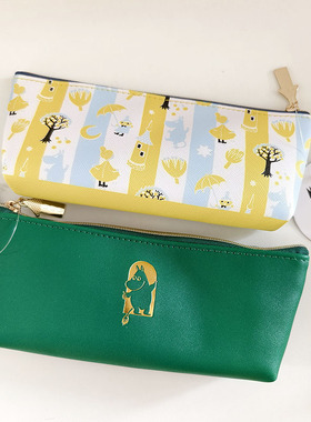 日本采购姆明亚美moomin80周年pu仿皮面笔袋文具袋 现货