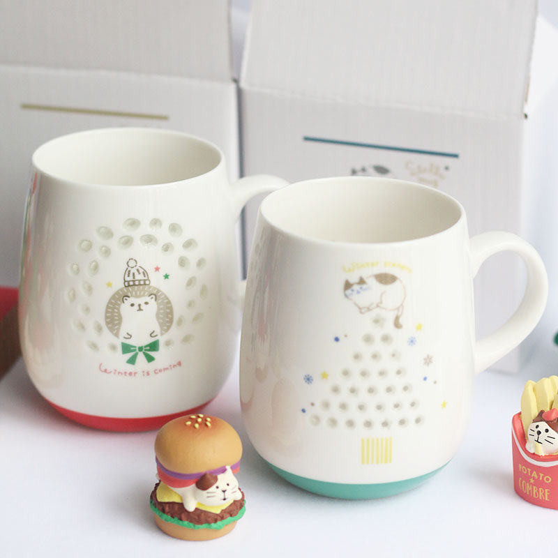 采购decole圣诞刺猬可爱风陶瓷杯