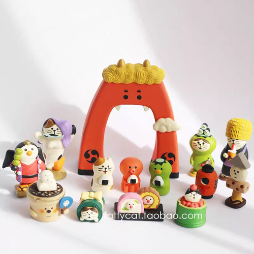 decole小妖怪河童猫咪摆件