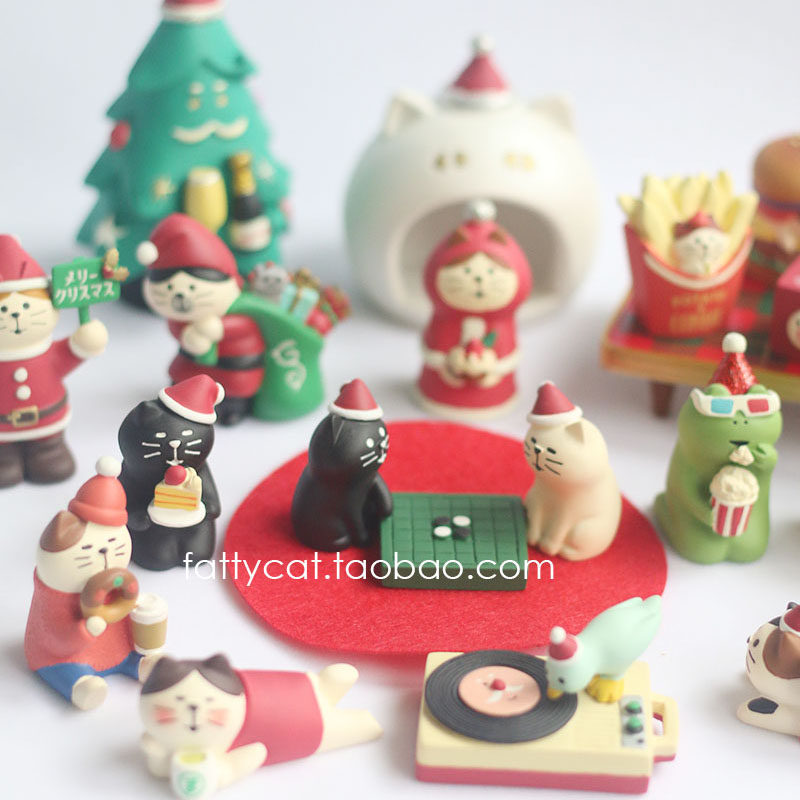 decole猫咪圣诞节可爱小摆件