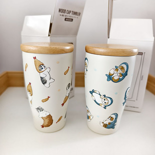 日本采购mofusand猫咪鲨鱼天妇罗可爱保温杯咖啡杯带盖 现货