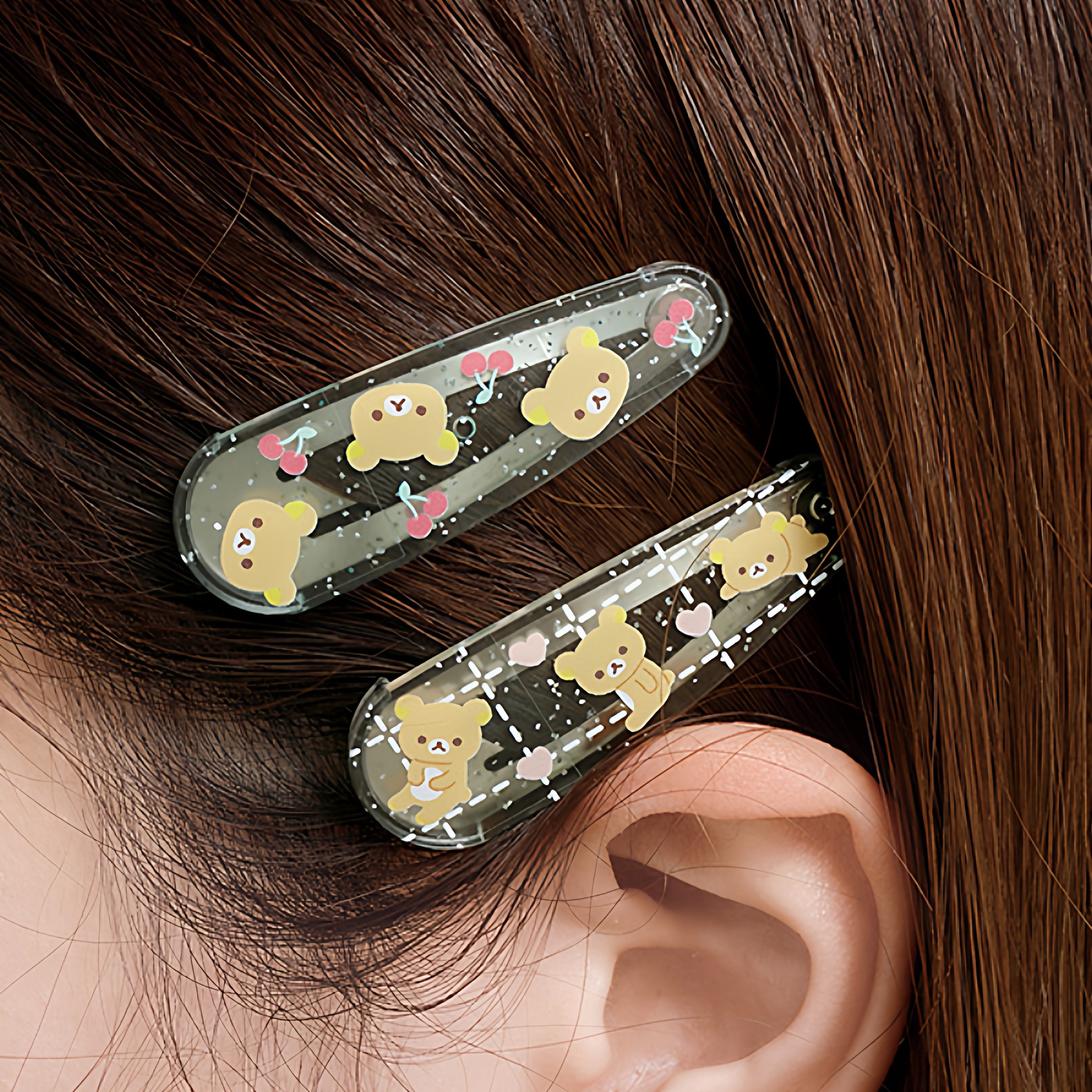日本正版san-x轻松熊蜂蜜熊可爱发夹刘海夹发饰2入套装 现货