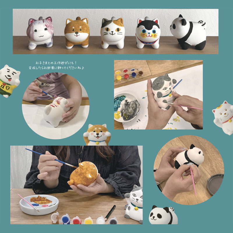 正版decole小动物素烧白模填色