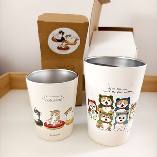 正版mofusand猫咪可爱不锈钢2用超轻保温杯咖啡杯水杯 现货