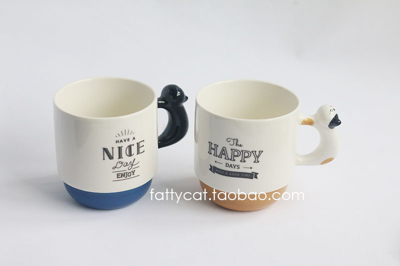 日本猫咪手柄小清新陶瓷杯现货