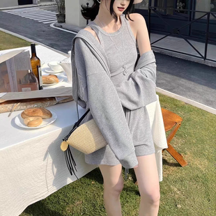 外套女春夏 简约高智感通勤｜华夫格背心短裤 GRACETINA HOO｜法式