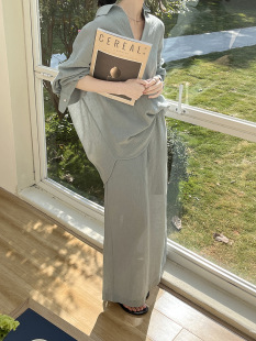 衬衫 简约高智通勤｜棉麻翻V领长袖 &半裙女春 HOO｜法式 GRACETINA