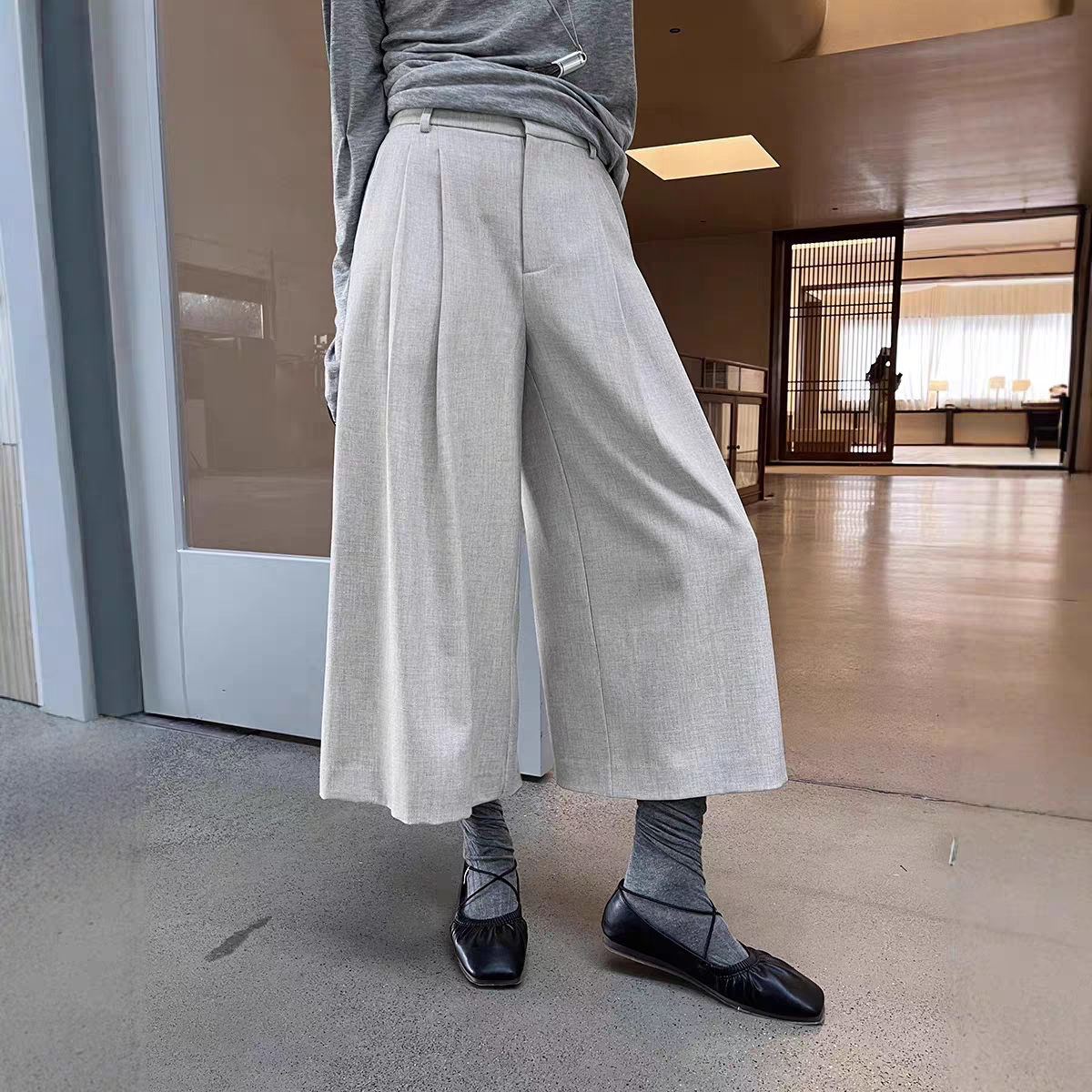 GRACETINA HOO｜简约高智感休闲通勤｜立裁宽松八分阔腿裤女夏秋