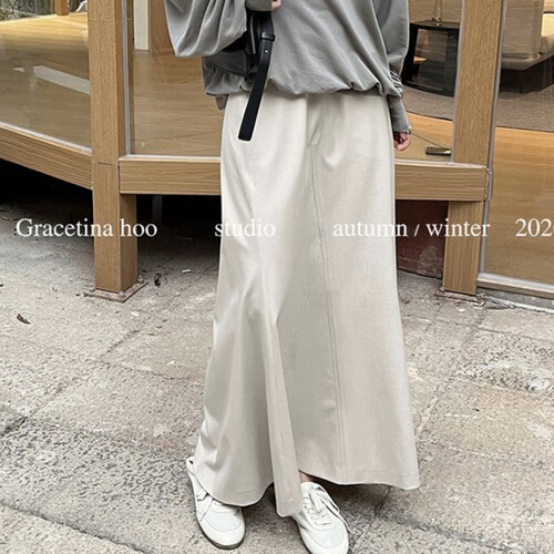 GRACETINA HOO｜法式简约高智感通勤｜澳毛天丝醋纤鱼尾半裙女秋