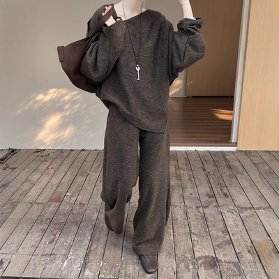 GRACETINA HOO｜法式时髦设计感通勤｜羊毛上衣&阔腿裤套装女秋冬