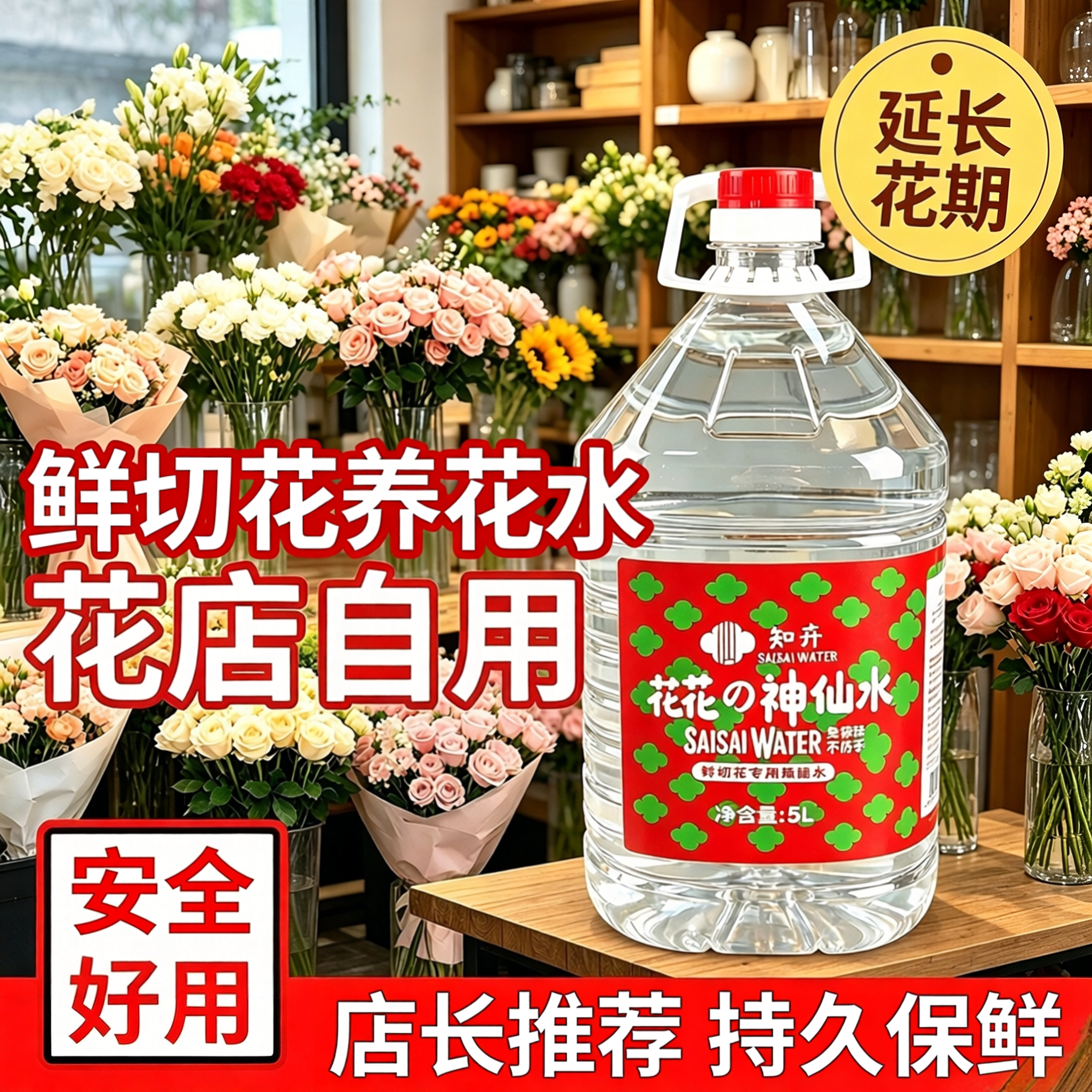 知卉花花神仙水5L大桶装鲜花保鲜剂营养液延长花期鲜花店专用