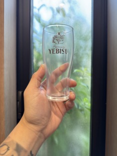 惠比寿金 logo 玻璃杯啤酒杯水杯薄款无盒日本产全新
