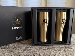 现货实拍勿盗图日本SAPPORO三宝乐黑标啤酒杯一对