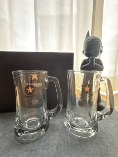 日本限量三宝乐札幌啤酒大号黑标赤星限定啤酒杯扎啤杯礼盒套装