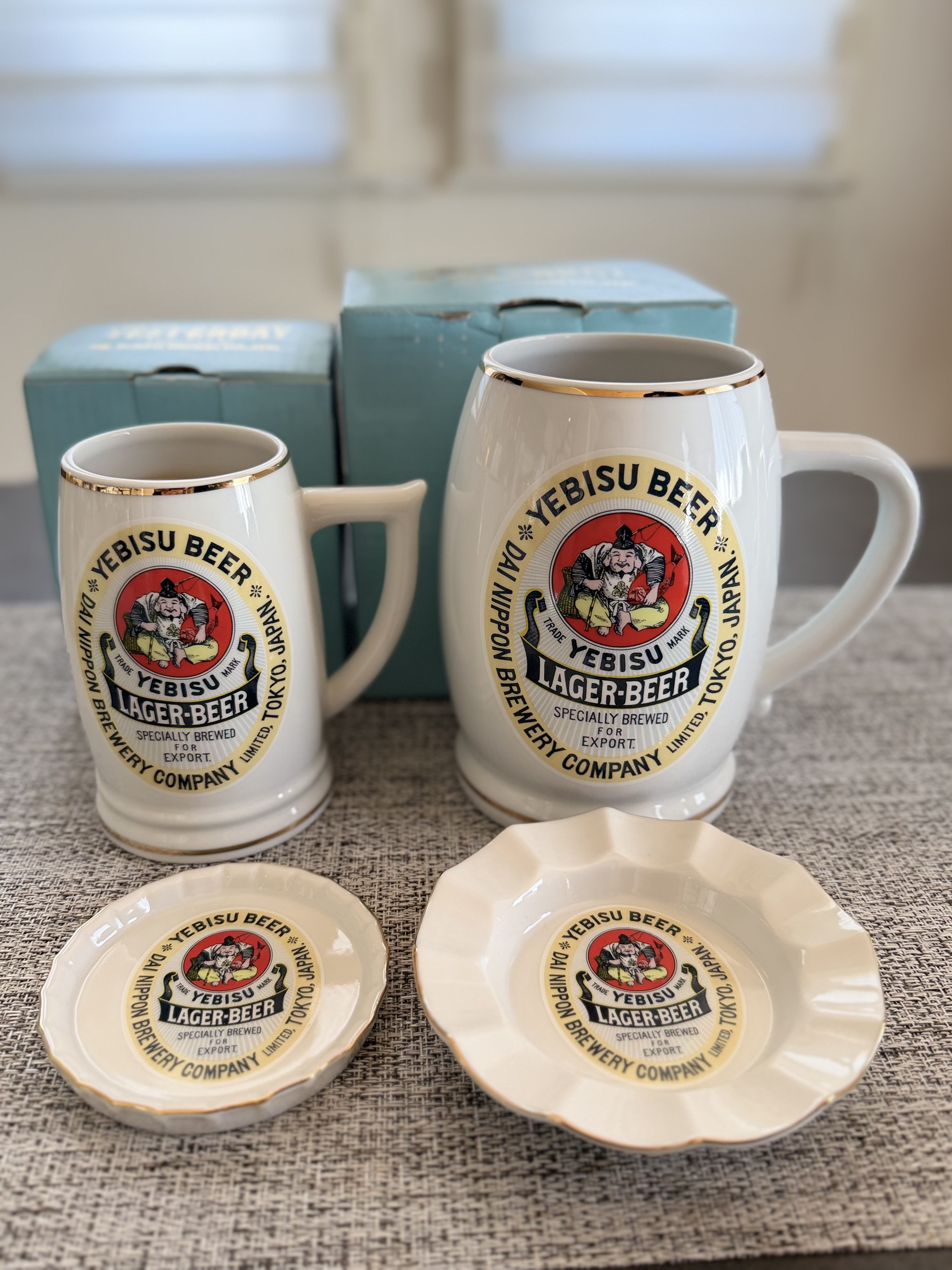 国现博物馆收藏级别超大只登场日本YEBISU惠比寿啤酒陶瓷杯啤酒杯