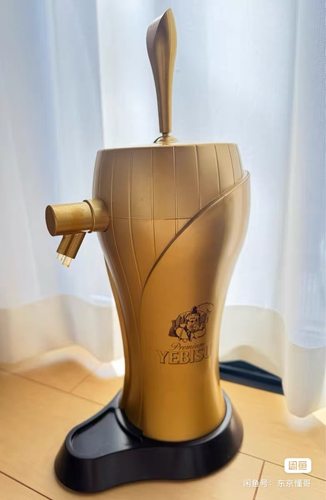 限定款日本YEBISU 惠比寿啤酒桶生啤机发泡机摆件，金色款用电池