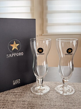 实拍全新日本SAPPORO三宝乐金标超限定大黑盒异形啤酒杯一对