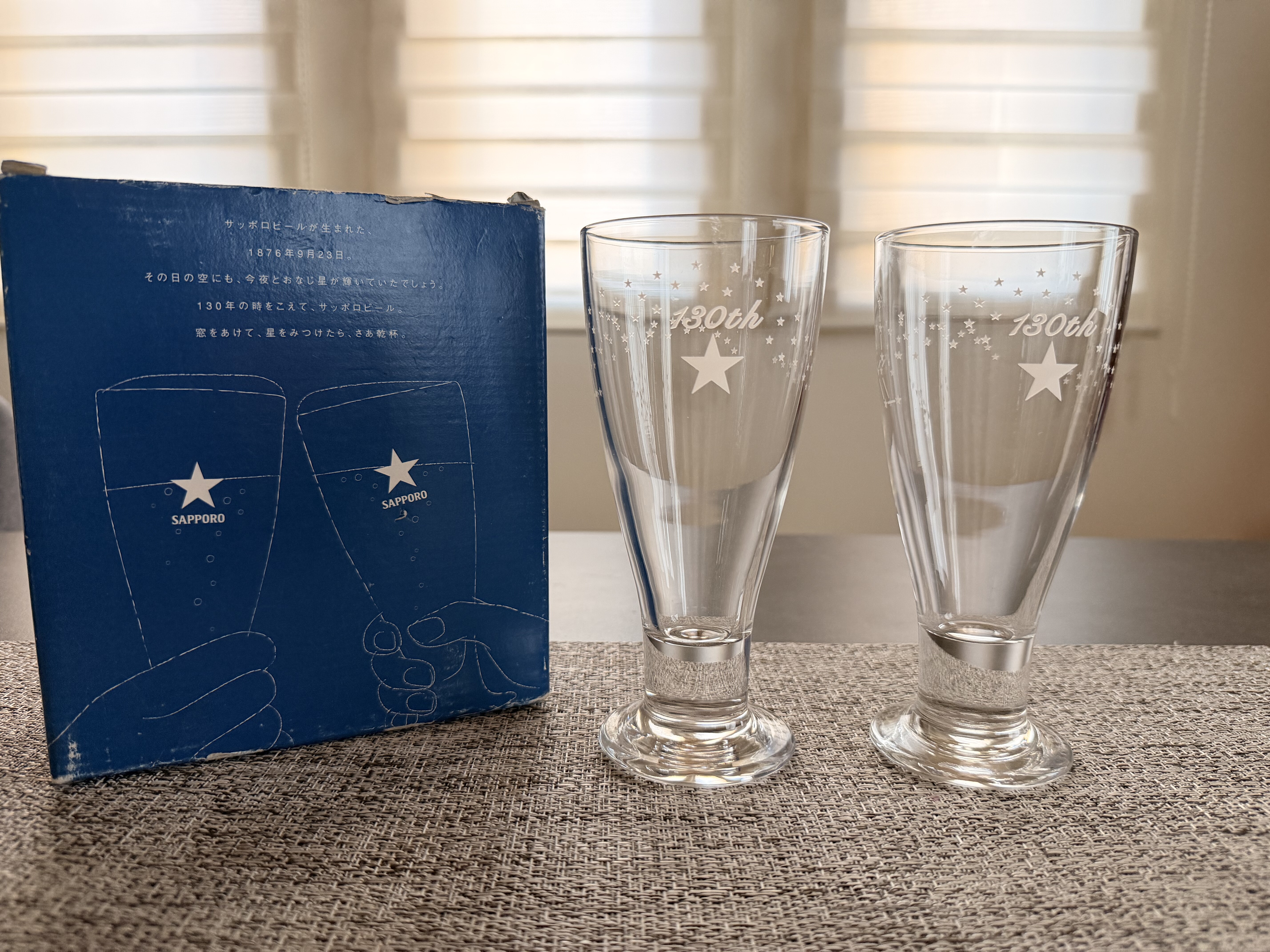 日本SAPPORO三宝乐130周年变色杯纪念杯啤酒杯