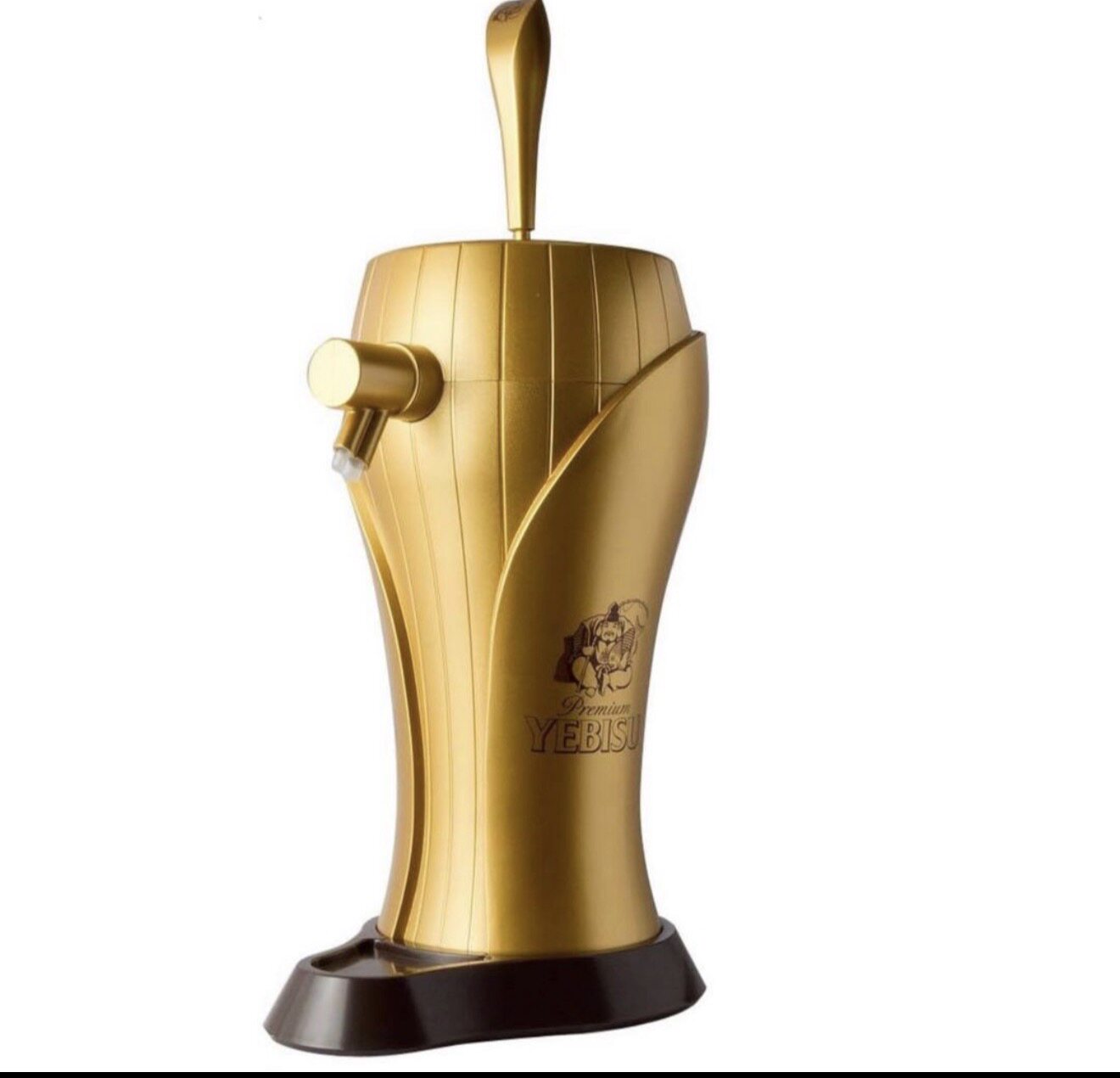 限定款日本YEBISU 惠比寿啤酒桶生啤机发泡机摆件，金色款用电池