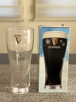 日本进口GUINNESS健力士专用SLIM PINT啤酒杯雪花限定杯