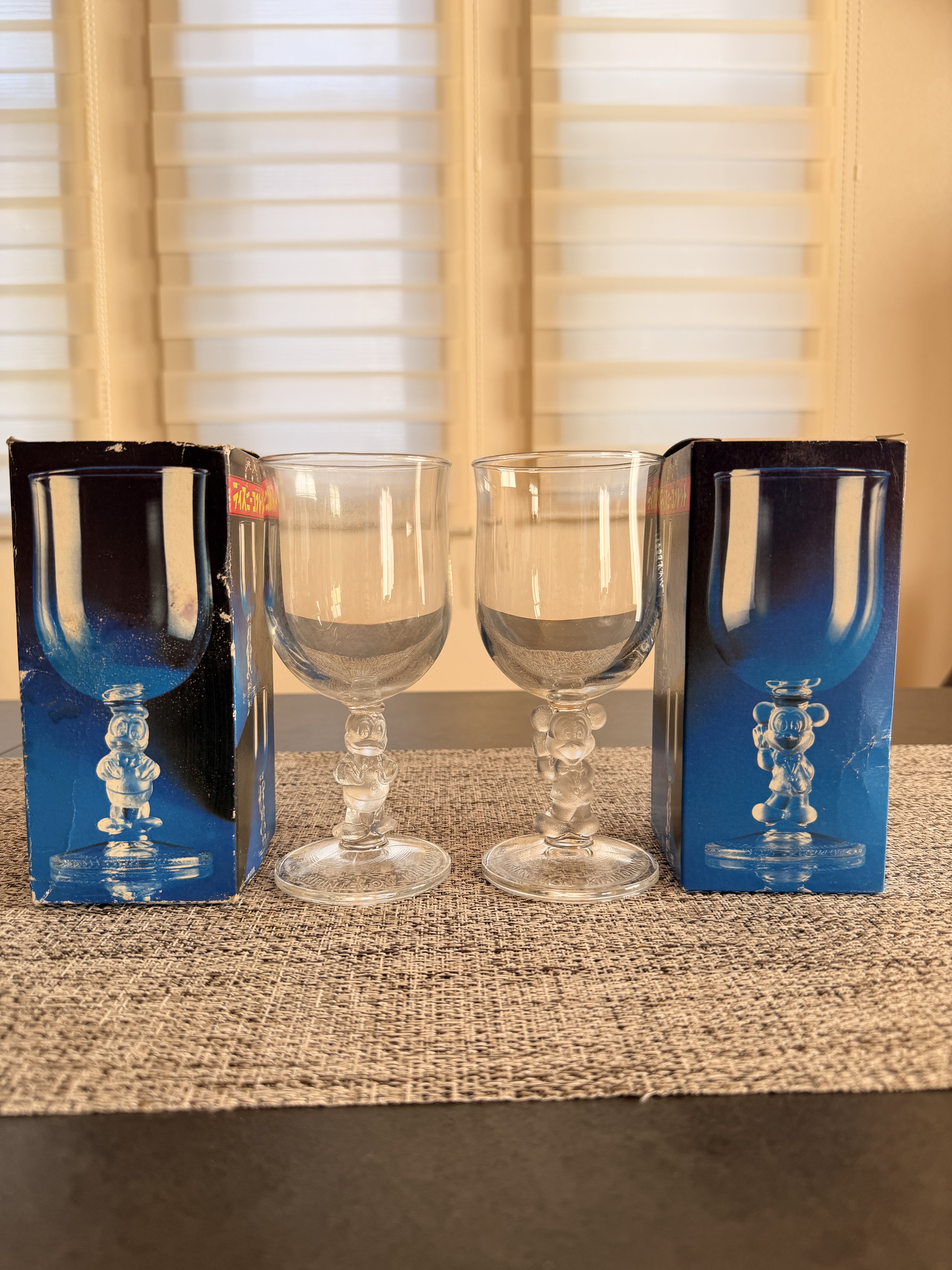 全新带原装盒昭和纪念款日本KIRIN麒麟米奇唐老鸭造型啤酒对杯