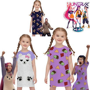 鲁米佐伊米拉睡衣裙Kpop猎魔女团女童Cosplay熊与嘟嘟火车连衣裙