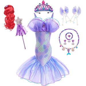 外贸女童爱丽儿鱼尾裙美人鱼万圣节儿童cosplay服装女孩连衣裙