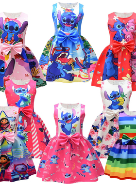 迪士尼史迪奇星际宝贝Lilo and Stitch 儿童裙子史迪仔女童连衣裙