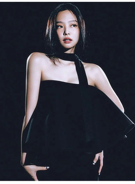 jennie同款丝巾黑色春夏甜酷少女气质百搭丝带飘带配饰领巾围巾