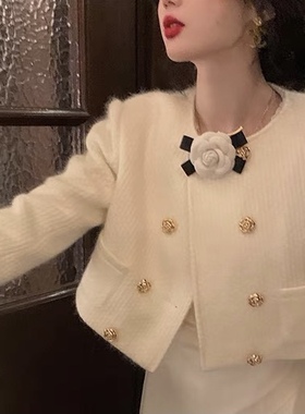 大Eees 山茶花花朵胸针高档女胸花气质大衣高端别针西装毛衣配饰