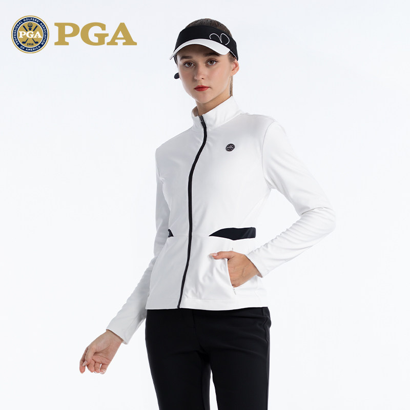 美国pga 高尔夫服装女士外套春季修身显瘦golf运动面料立领衣服