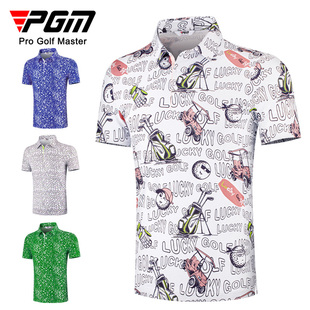 男装 印花短袖 PGM2025高尔夫服装 数码 t恤夏季 速干衣服上衣polo衫