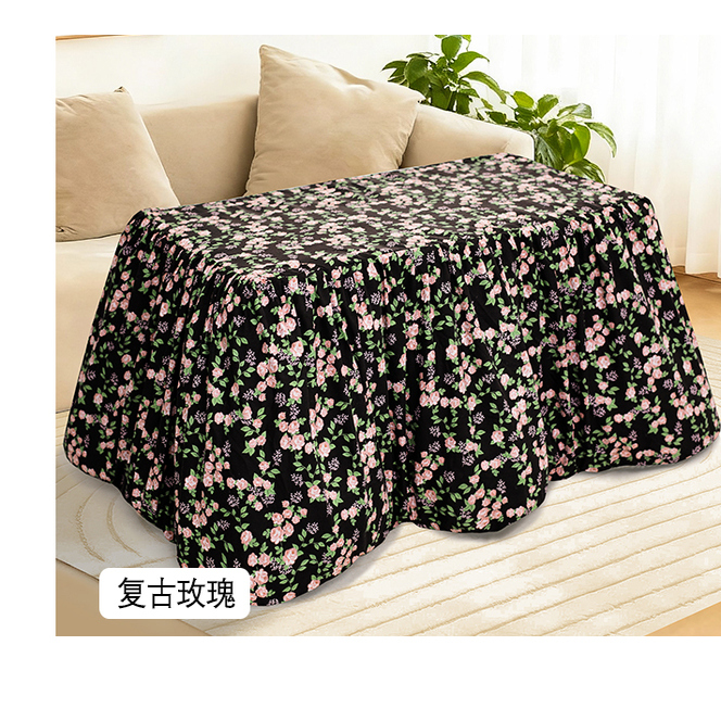 新款加厚烤火被罩双面脱胆可拆洗电取暖桌正长方形烤火桌罩套家用