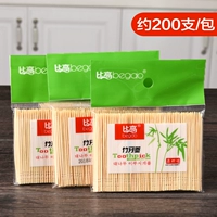 Bi Gaojia's Single -Head Fine Toothsick 200 Hotel Environmentally Restaurant Toowsick Portable Bag Загрузка бамбуковой зубочистки