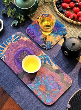 引之棉麻加厚印花茶席布艺桌旗吸水茶布茶杯垫禅意中式复古民族风