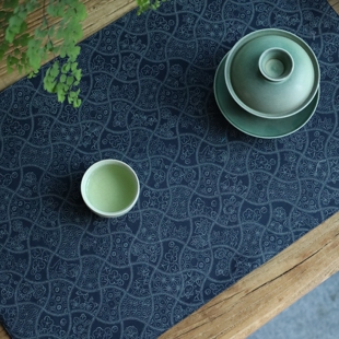 深色中式龙纹茶垫印花茶席男款布艺禅意杯垫复古茶席垫子茶桌垫布