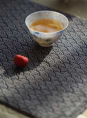 引之棉麻加厚印花茶席布艺桌旗吸水茶布茶杯垫禅意中式复古民族风