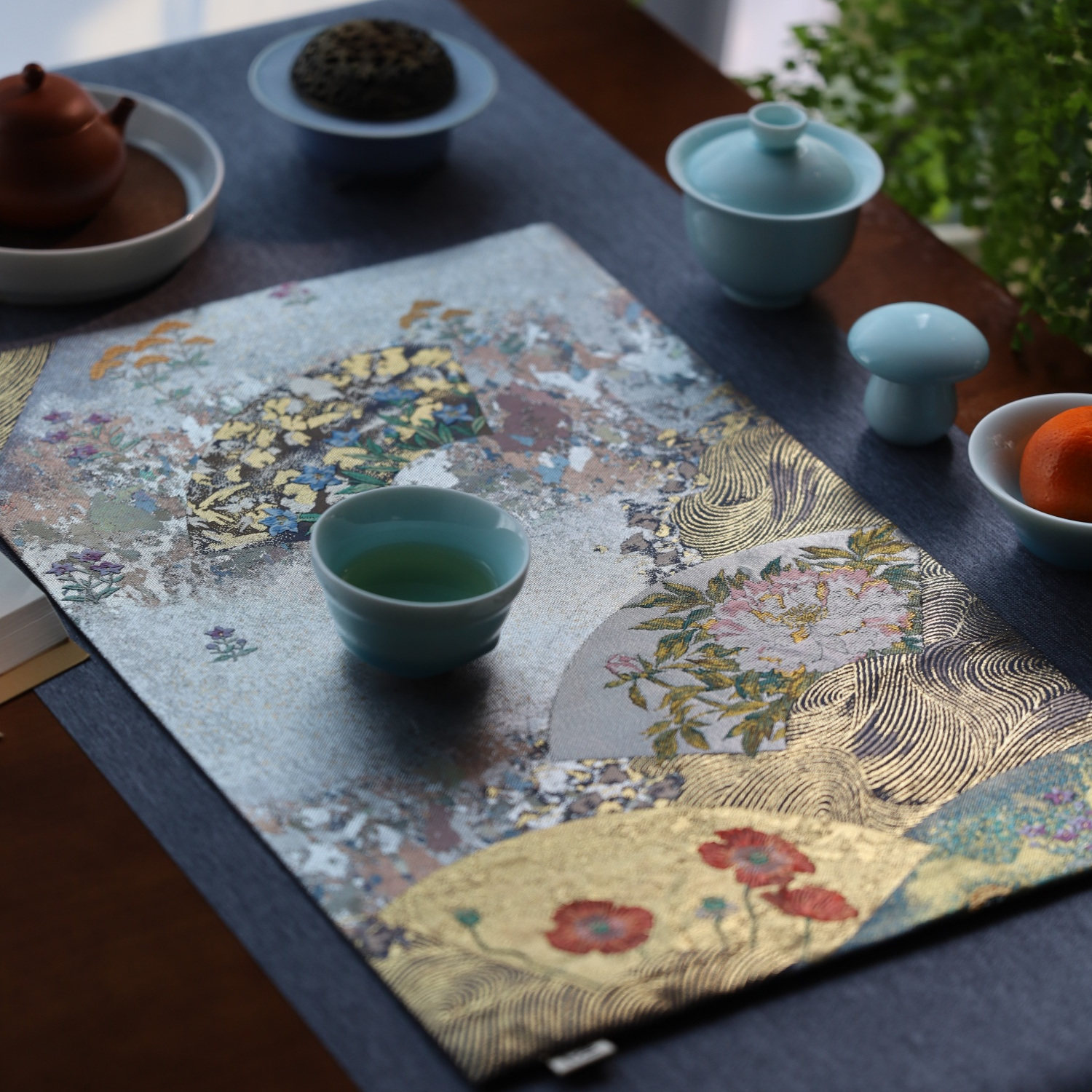 西阵织高端茶席重工织锦缎茶垫金箔缠枝花卉茶旗桌旗精致茶艺礼品,居家布艺,茶席,淘宝优惠券,粉丝福利购,淘宝优惠卷