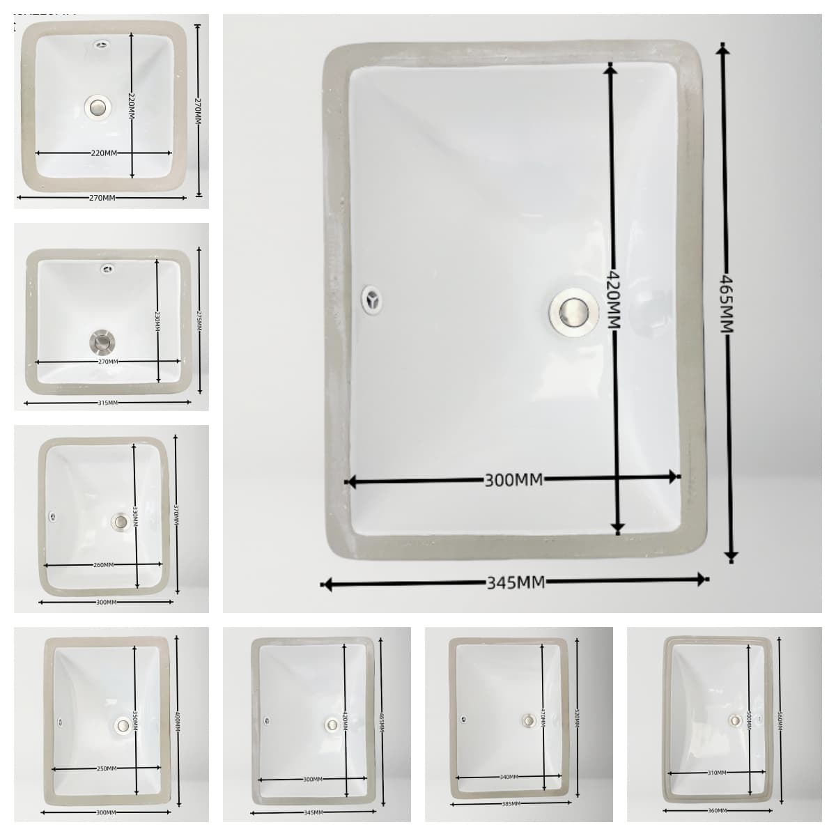 高端陶瓷台下盆方形嵌入式好釉洗手盆单盆洗脸盆多尺寸水龙头台盆